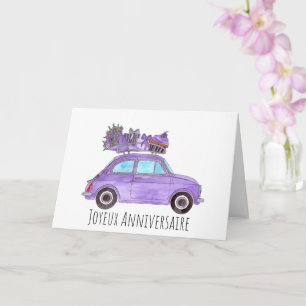 French Birthday Retro Fiat 500 Card