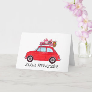 French Birthday Retro Fiat 500 Card