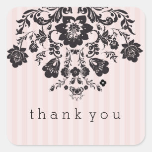 French Black and Pink floral Sticker