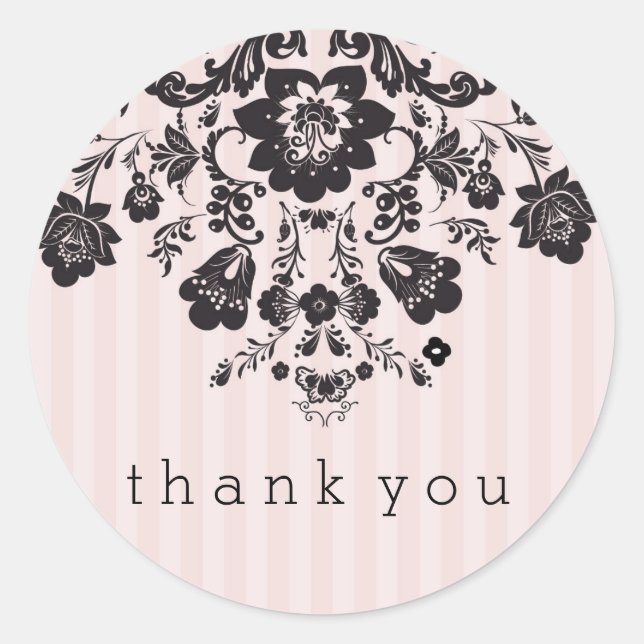 French Black and Pink floral Sticker (Front)