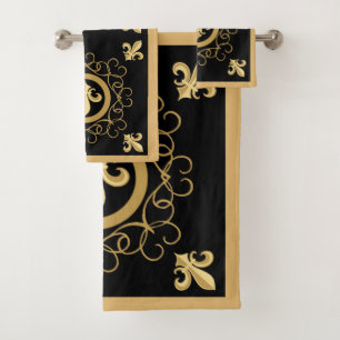 French Black Bath Towel Set