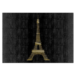 French Black Eiffel Tower Glass Cutting Board