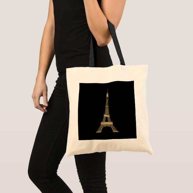 French Black Eiffel Tower Tote Bag (Front (Product))