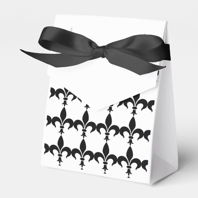 French Black & White Fleur de Lis Party Favour Box (Front Side)