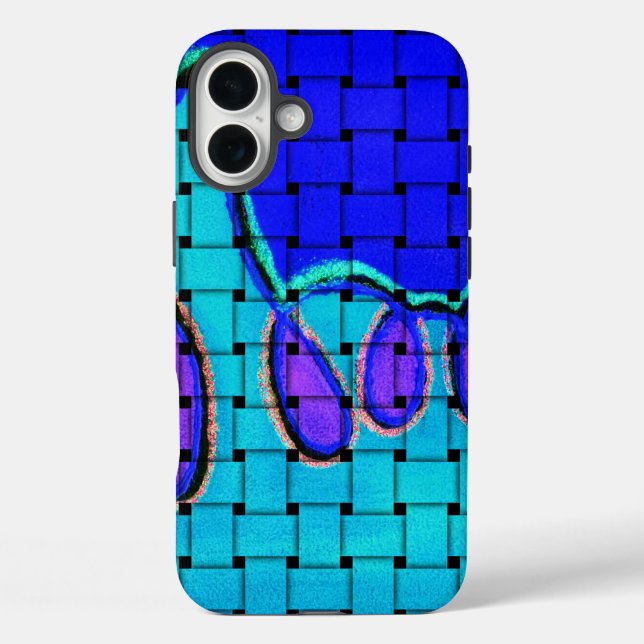 French Blue Abstract with Woven Texture Case-Mate iPhone Case (Back)