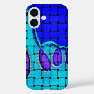 French Blue Abstract with Woven Texture iPhone 16 Case