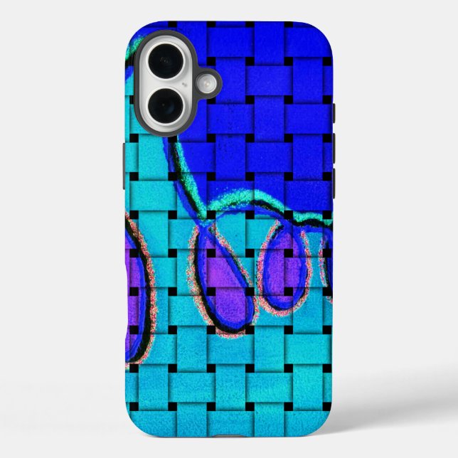 French Blue Abstract with Woven Texture Case-Mate iPhone Case (Back)