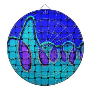 French Blue Abstract with Woven Texture Dartboard