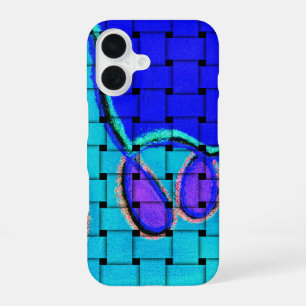 French Blue Abstract with Woven Texture iPhone 16 Case