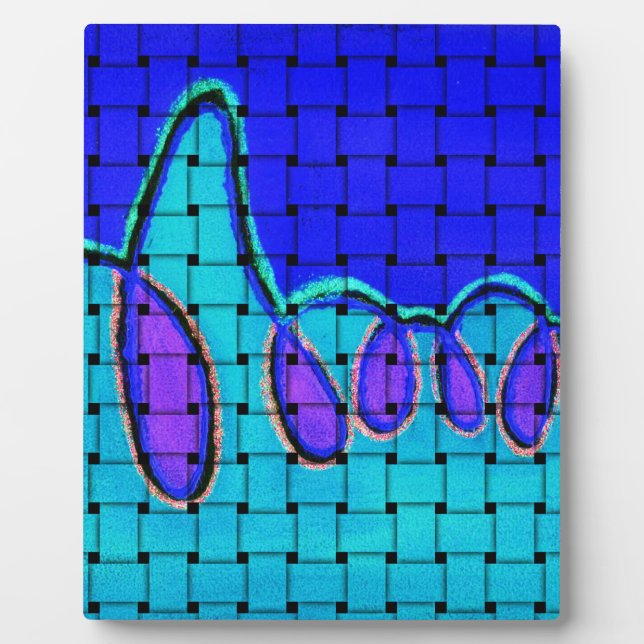 French Blue Abstract with Woven Texture Plaque (Front)