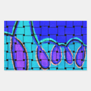 French Blue Abstract with Woven Texture Rectangular Sticker