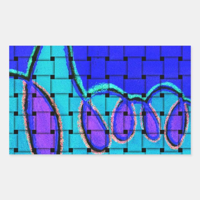 French Blue Abstract with Woven Texture Rectangular Sticker (Front)