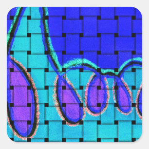 French Blue Abstract with Woven Texture Square Sticker