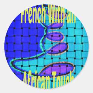 French Blue African Woven Abstract Purple Shape Classic Round Sticker