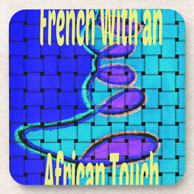 French Blue African Woven Abstract Purple Shape Coaster (Front)
