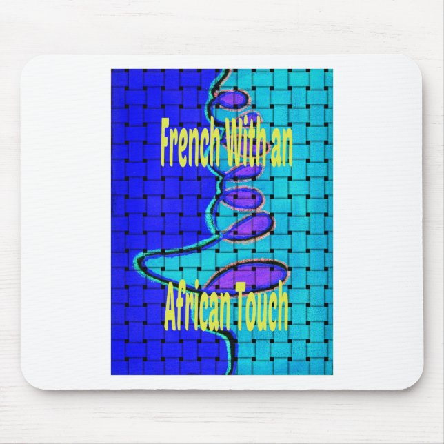 French Blue African Woven Abstract Purple Shape Mouse Mat (Front)