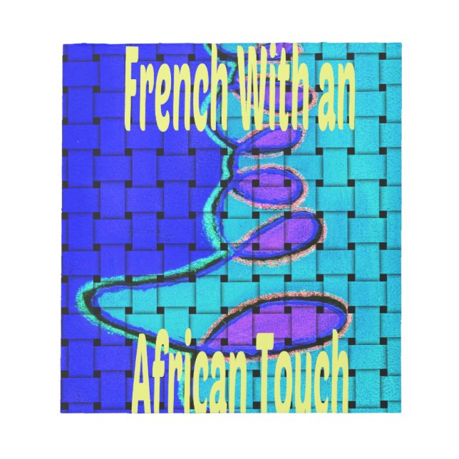 French Blue African Woven Abstract Purple Shape Notepad (Front)