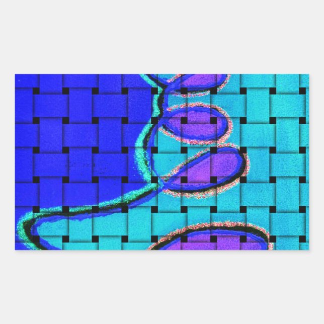 French Blue African Woven Abstract Purple Shape Rectangular Sticker (Front)