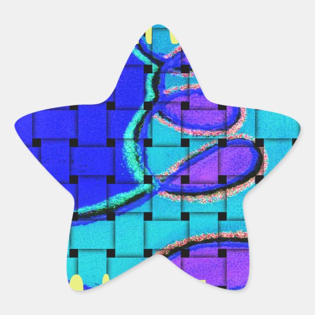 French Blue African Woven Abstract Purple Shape Star Sticker (Front)