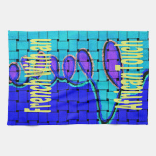 French Blue African Woven Abstract Purple Shape Tea Towel