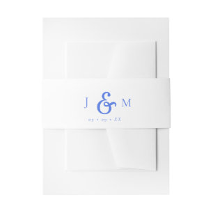 French Blue Ampersand Monogram Wedding Invitation Belly Band