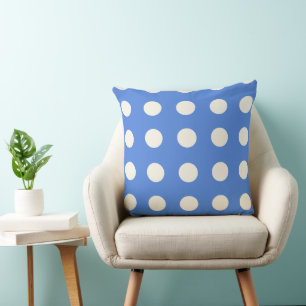 French Blue and Soft White Polka dots Cushion