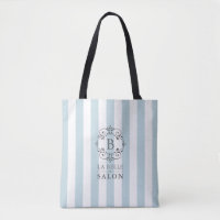 French Blue and White Awning Stripes with Monogram