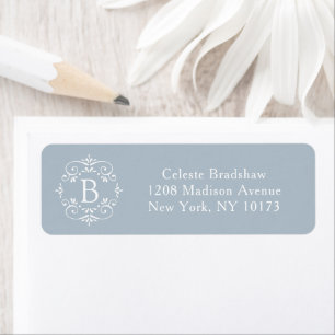 French Blue and White Elegant Monogram