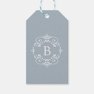 French Blue and White Elegant Monogram Gift Tags