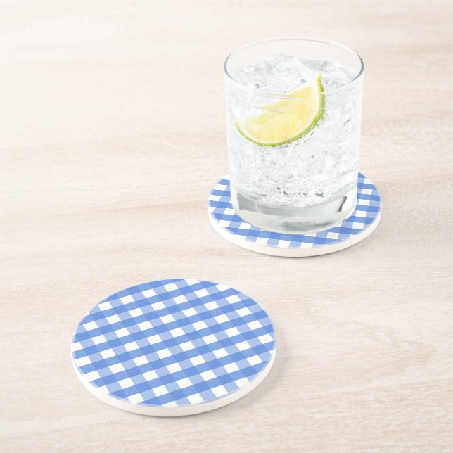 French Blue and White Gingham Coaster (Side)