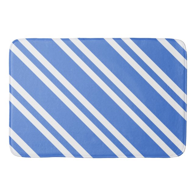 French Blue and White Stripes Bath Mat (Front)