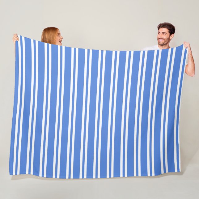 French Blue and White Stripes Fleece Blanket (In Situ)