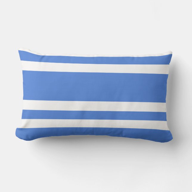 French Blue and White Stripes Lumbar Cushion (Front)