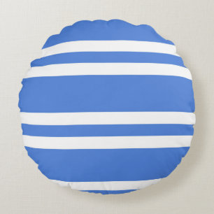 French Blue and White Stripes Round Cushion