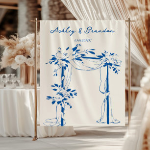 French Blue Arch Photo Booth Backdrop, Wedding Tapestry