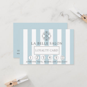 French Blue Awning Stripes and Monogram Loyalty Card