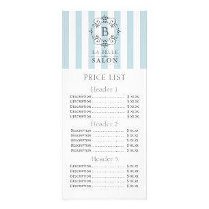 French Blue Awning Stripes Price List Menu