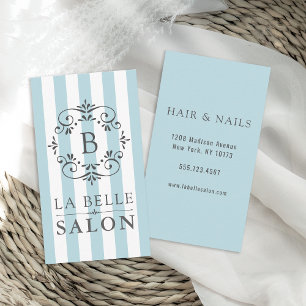 French Blue Awning Stripes Salon Business Card