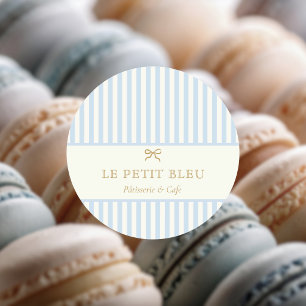 French Blue Bakery Packaging   Parisian Pastry  Classic Round Sticker