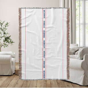 French Blue Bonheur & Red Striped Throw Blanket