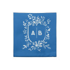 French Blue Botanical Crest Couple Monogram 