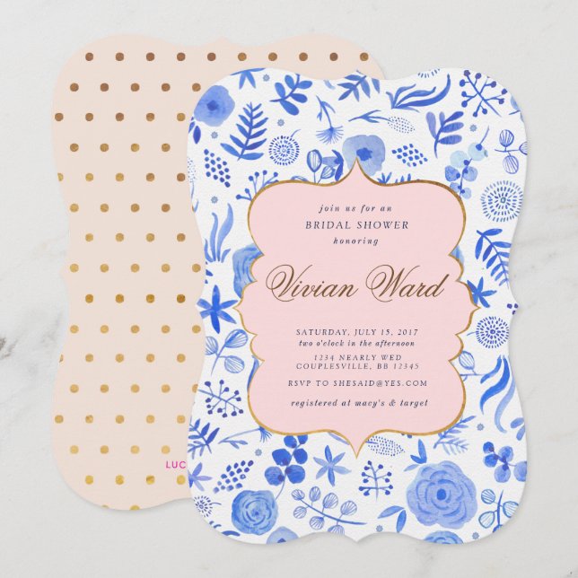 French Blue Bridal Shower Invitation (Front/Back)