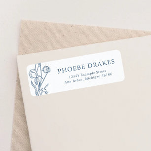 French Blue Chinoiserie Floral Return Label