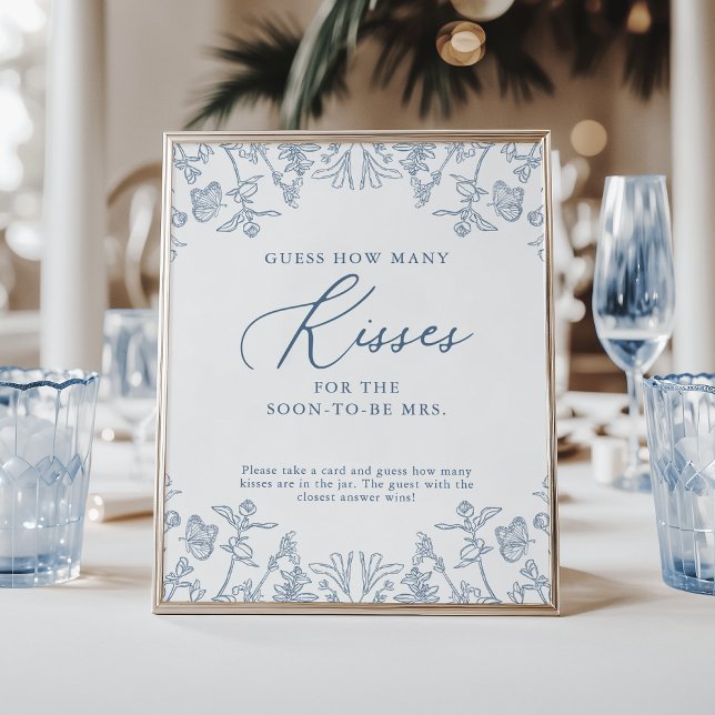 French Blue Chinoiserie How Many Kisses Game Poster (Creator Uploaded)