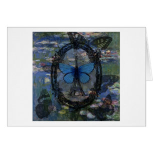 French Blue Collage Art card