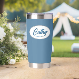 French Blue Colour Stylised Name Wedding Bridesmai Insulated Tumbler