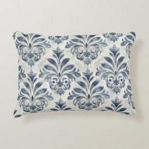 French Blue Damask Accent Pillow