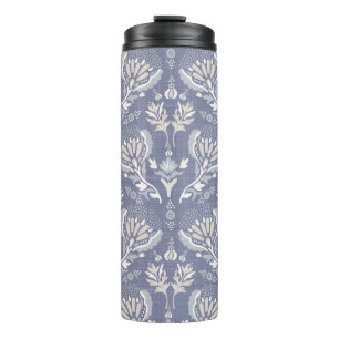 French blue damask, shabby chic. thermal tumbler