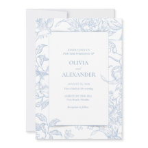 French Blue Floral Bird Botanical Wedding