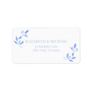 French Blue Floral Botanical Wedding Address Label